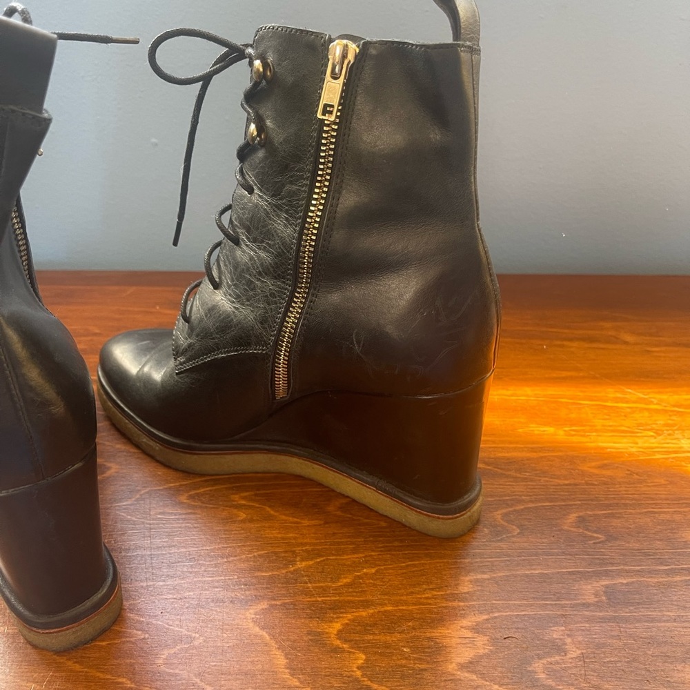 Silent D Black Wedge Ankle Boots - Picture 7 of 10